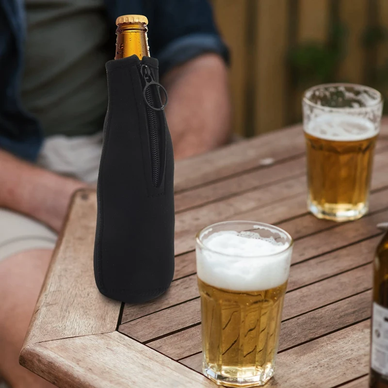 Funda de neopreno para botella de cerveza, funda aislante con cremallera para botellas de 12 Oz/330Ml, fiesta