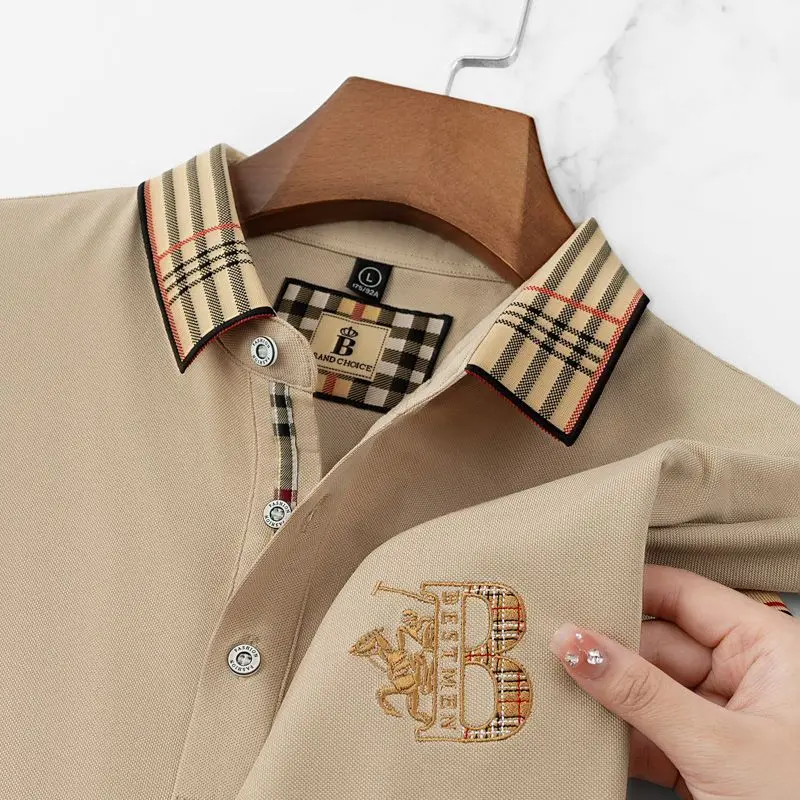 

2026 Summer High-end Embroidered Lapel Men's Casual Top Led POLO Shirt