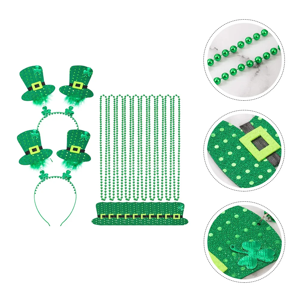 

1 set Green Headband For Patrick'S Day Festival Party Cosplay Supplies Creative Hairband Necklace Decor Dressing Up Props