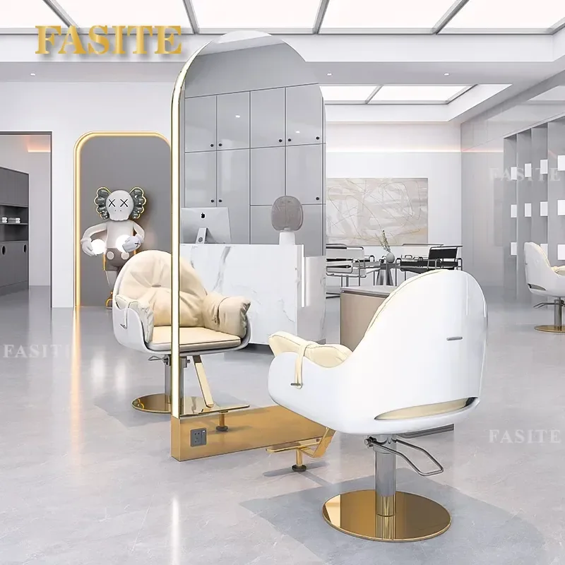 For Hair Full Body Mirror Floor to Ceiling Stainless Steel Double Sided with LED Light Luxury Barber Shop Wall Mounted
