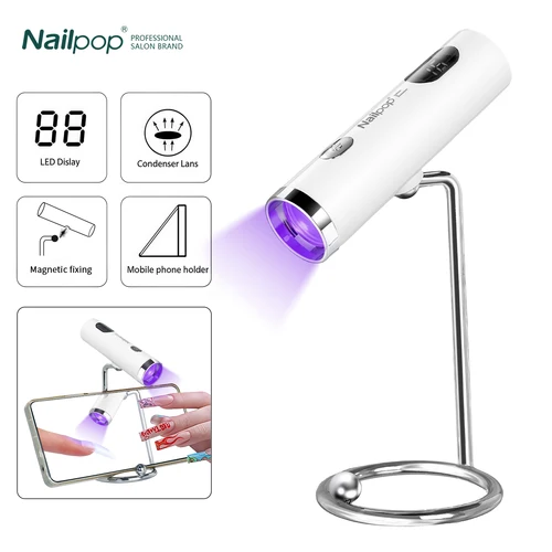 Imagen 1 del producto Nailpop-luz UV con lámpara de mano para curar uñas, Mini lámpara portátil recargable, secador de uñas de curado rápido para pegamento de esmalte de Gel