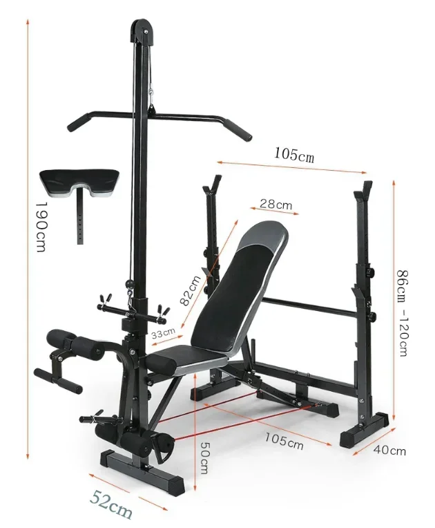 Multi-Function Barbell Weight Lifting Power Rack Adjustable Bench Gym Fitness Equipment Strength Dumbbell Bench