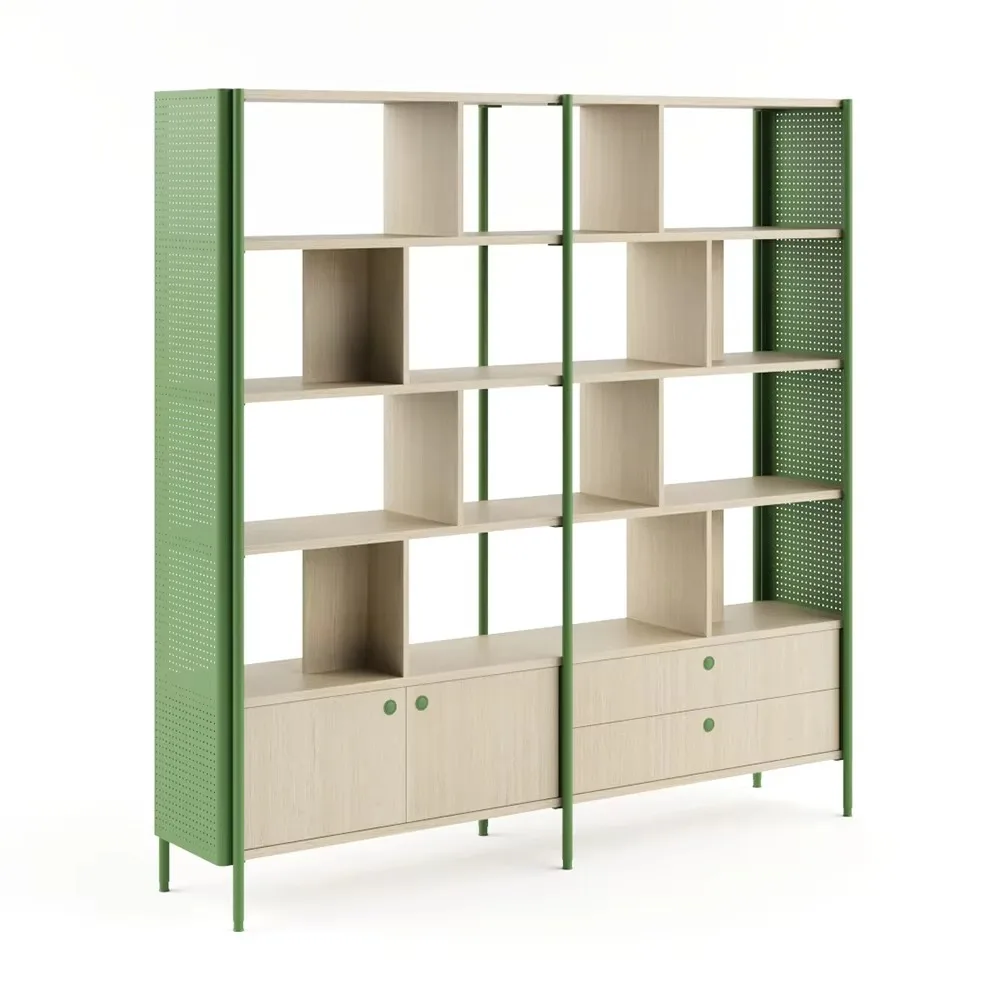 New Hot Sale Freestanding Double Sided Bookshelf Modern Geometric Office Divider Wall Shelf