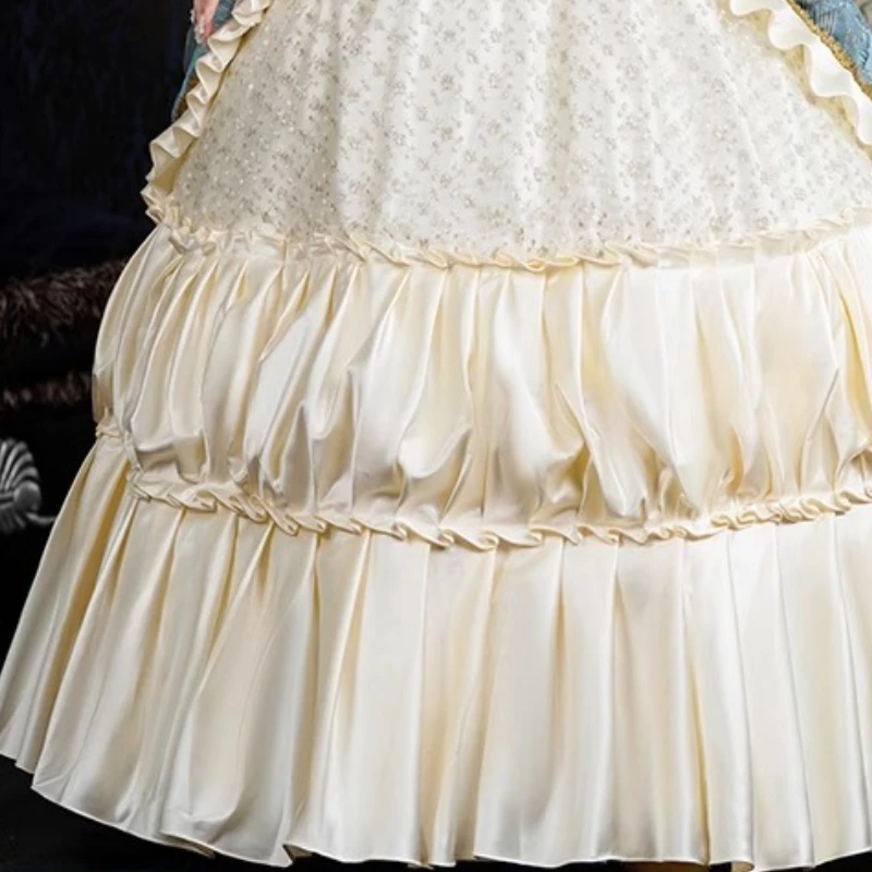 Corte europea mujer Medieval señora vestido azul pasarela fotografía escenario Drama disfraz Sukienki Wieczorowe Damskie Weselne