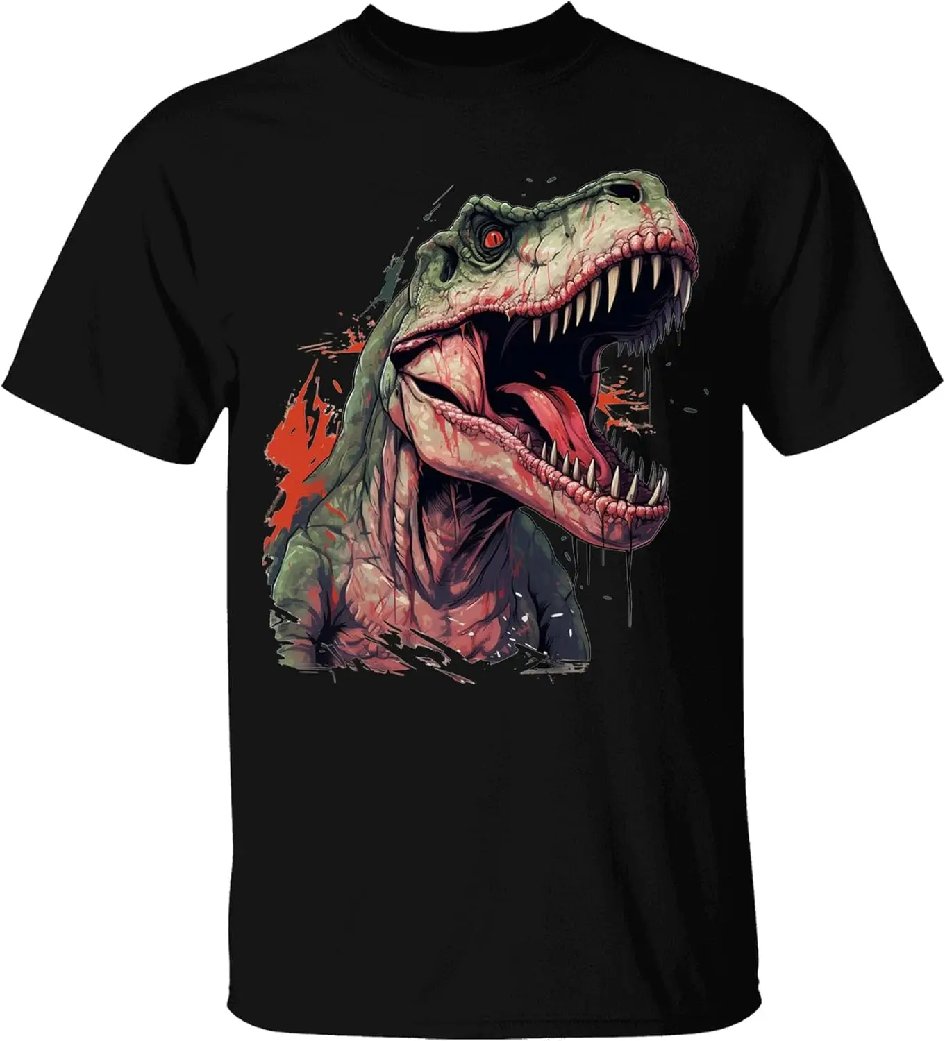 Dinosaur Graphic T-Shirt with Ferocious T-Rex Print Shirt TS1803 Black