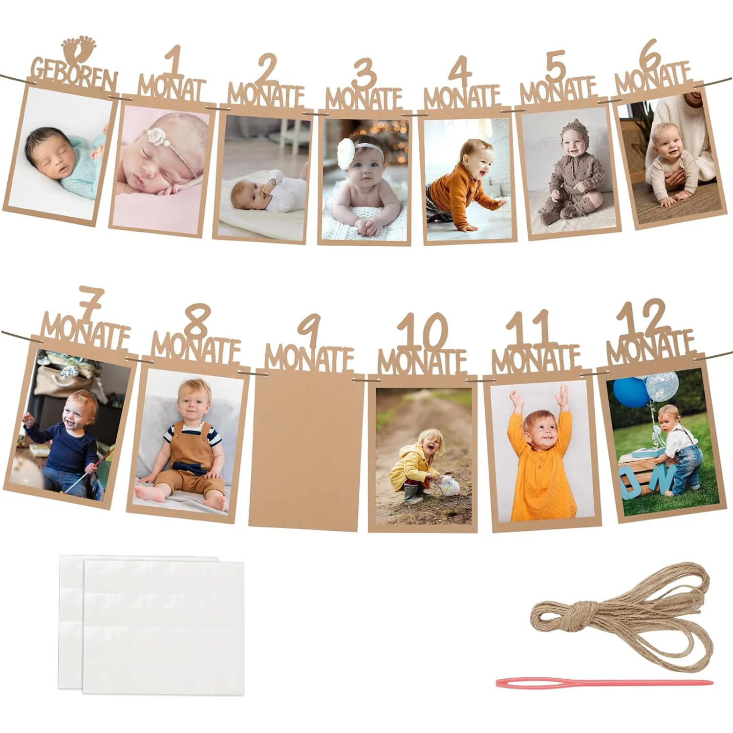 Fotobanner zur Wanddekoration zum 1. Geburtstag eines deutschen Babys, Hintergrunddekoration für die Geburtstagsfeier eines Babys für einen Jahr und 12 Monate