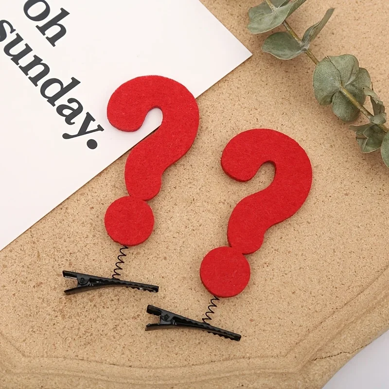 Red Question Mark Hair Clips 4Pcs, Funny Photo Booth Prop, Creative Hair Accessory for Party Decoration