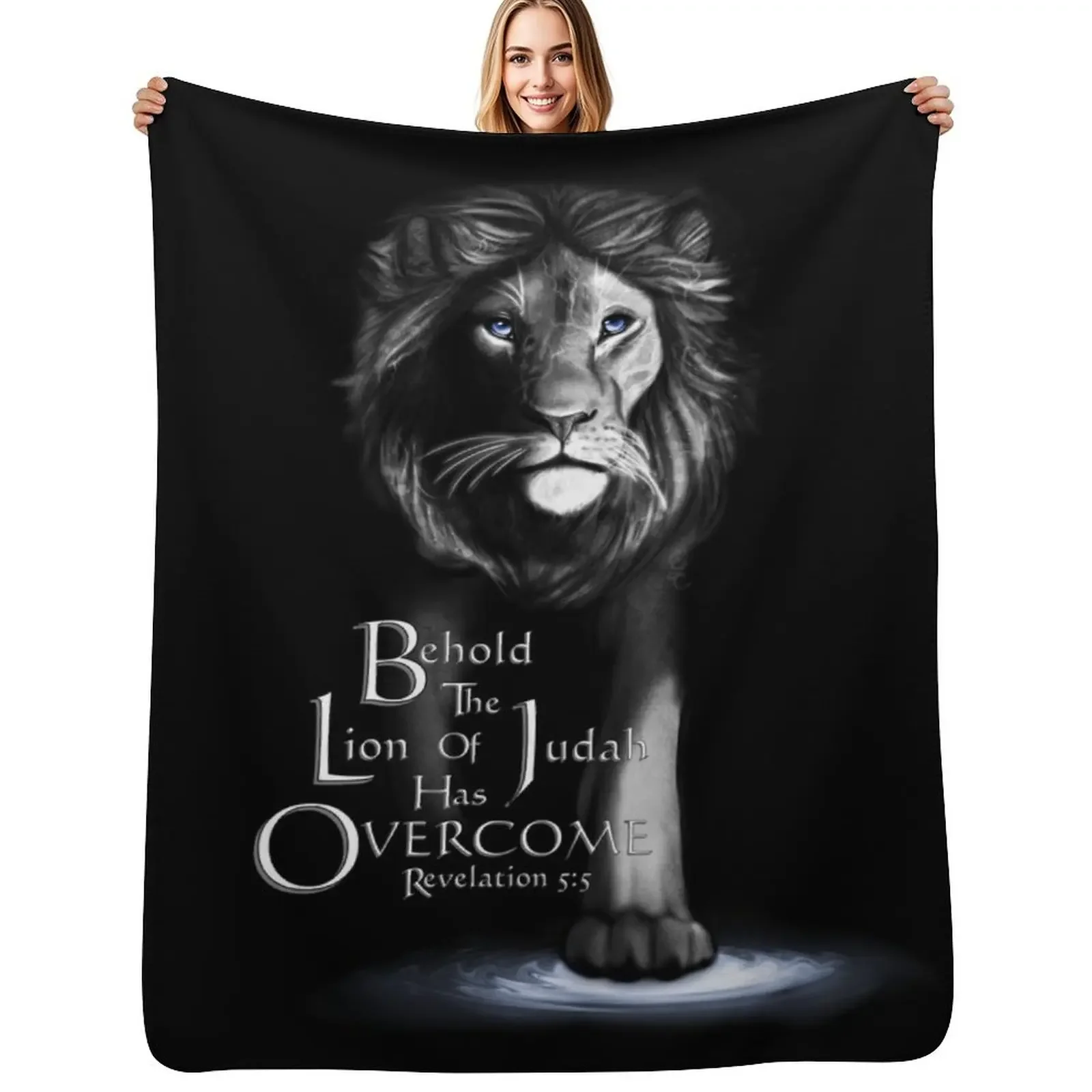 

Lion of Judah With Scripture (Greyscale) Throw Blanket Comforter warm winter Hairys Plaid Blanket