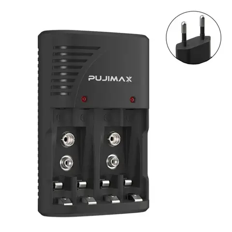 EU Plug Universal Battery Charger 4-Slot Wall With LED Light For 9V Rechargeable Batterys 1.2V AA/AAA Rechargeable Smart Battery