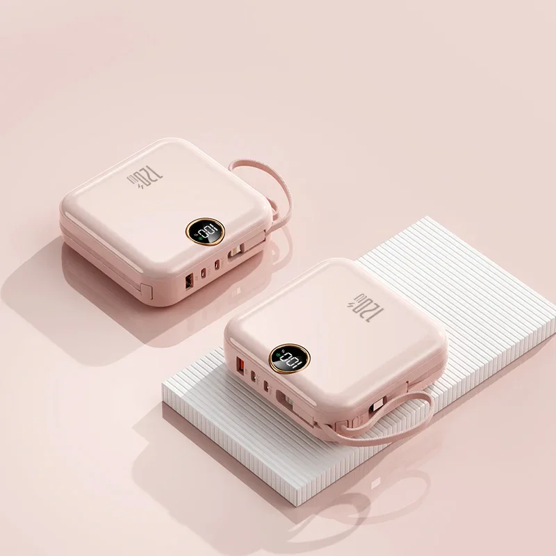 20000mAh PD20W سعة كبيرة جديدة تأتي مع سلك مزدوج شحن سريع للغاية بنك طاقة متنقل محمول مناسب لهاتف آيفون وشاومي