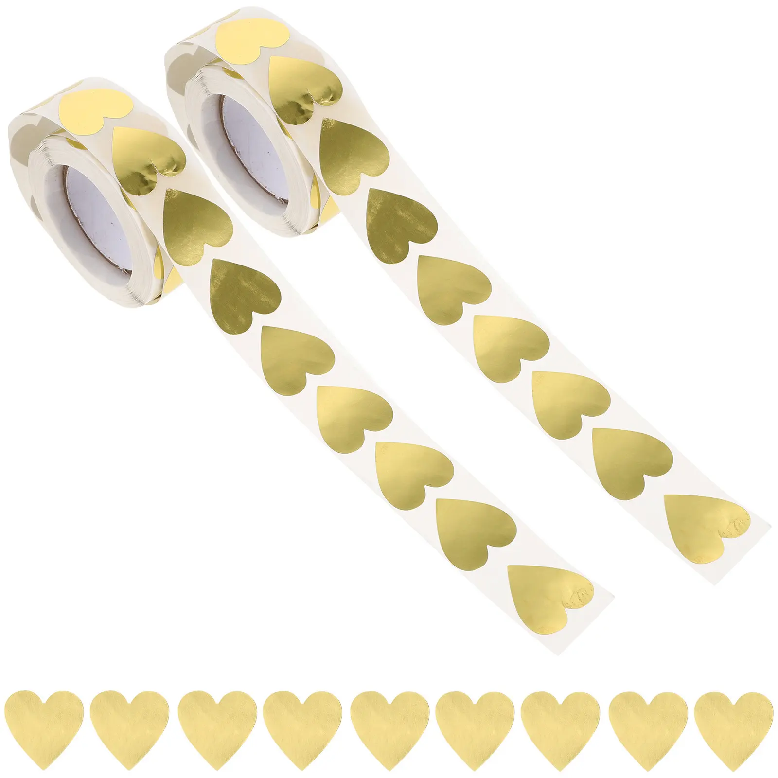 

2 Rolls Premium Heart Seal Stickers Smooth Finish Quick Stick Multi Use for Mailers Gift Tags Bakery Packaging Scrapbooking