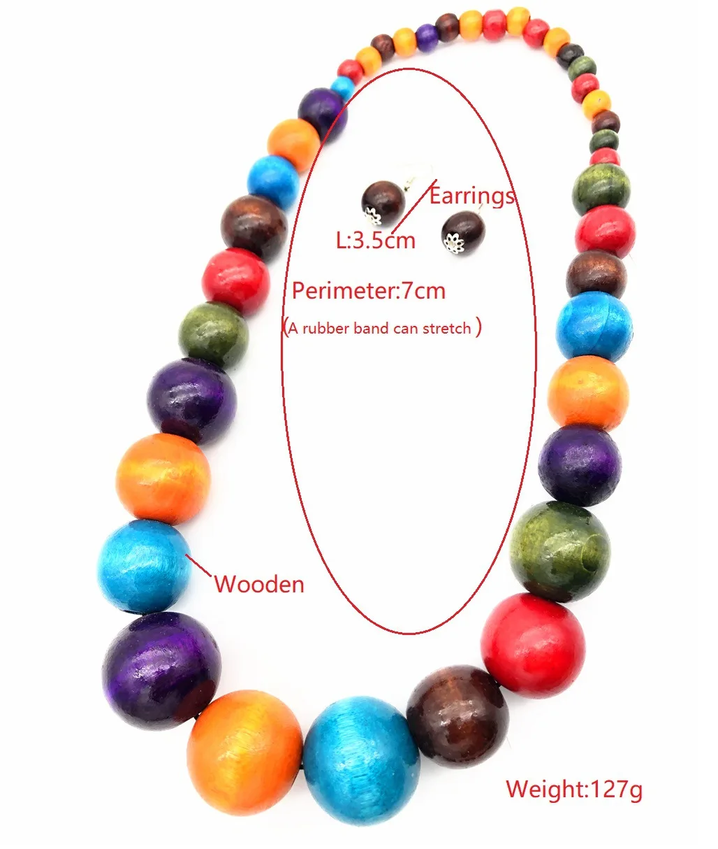 Ethic Style Wood Bead Necklace Earring Set Statement Jewelry Set Costume Colorful Beaded Necklace For Women