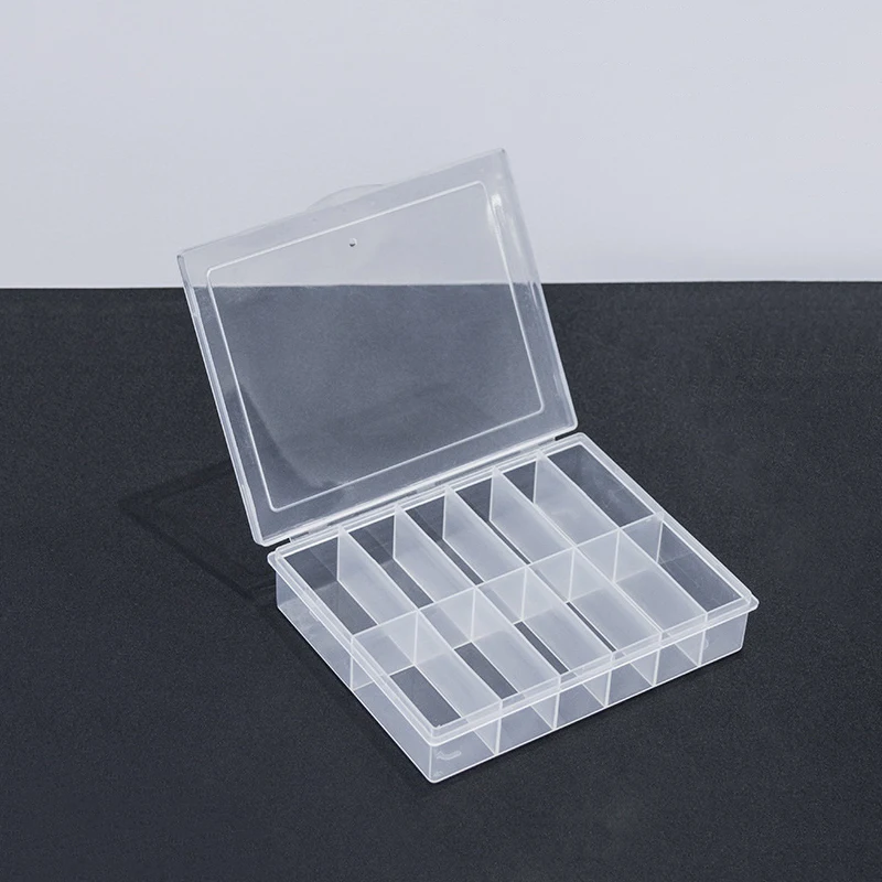 Caja de almacenamiento de láminas para uñas, 12 rejillas, transparente, vacía, joyería de plástico, cuentas, gemas, diamantes de imitación, caja organizadora para puntas de uñas postizas