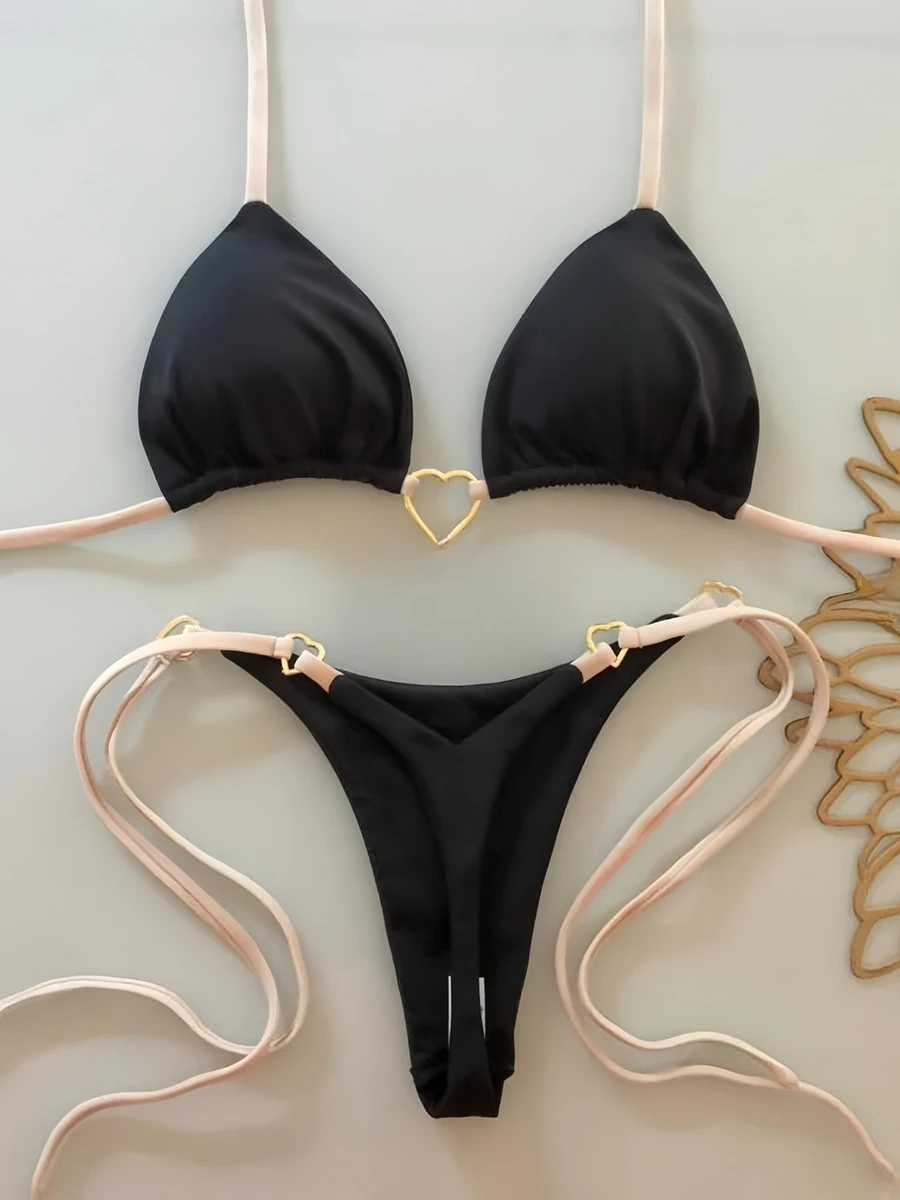 

2025 New Sexy Micro Thong Bikini Set Swimsuit Female Swimwear Women Solid Mini Strappy Beachwear Bathing Suits Brazilian biquini