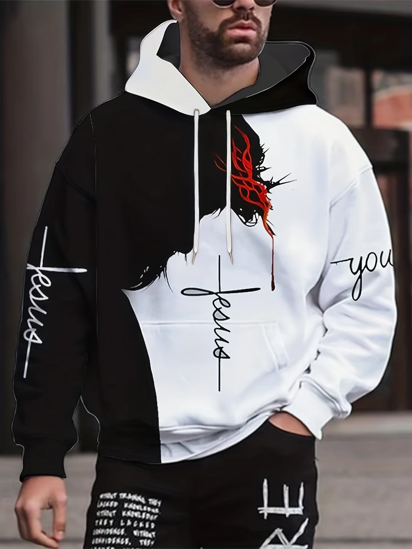 Wolf Print Hoodie, Cool Hoodies For Men, Men\'s Casual Graphic Design Hooded Sweatshirt Streetwear For Winter Fall, As Gifts