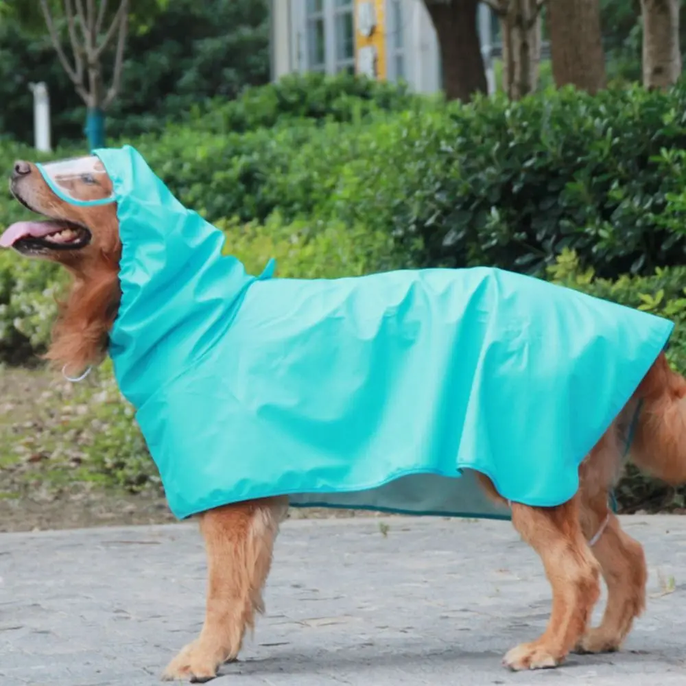 Dog Clothes Waterproof Dog Raincoat Transparent Brim PU Dog Rain Poncho Fluorescent Dinosaur Pattern Pet Rain Jacket Corgis