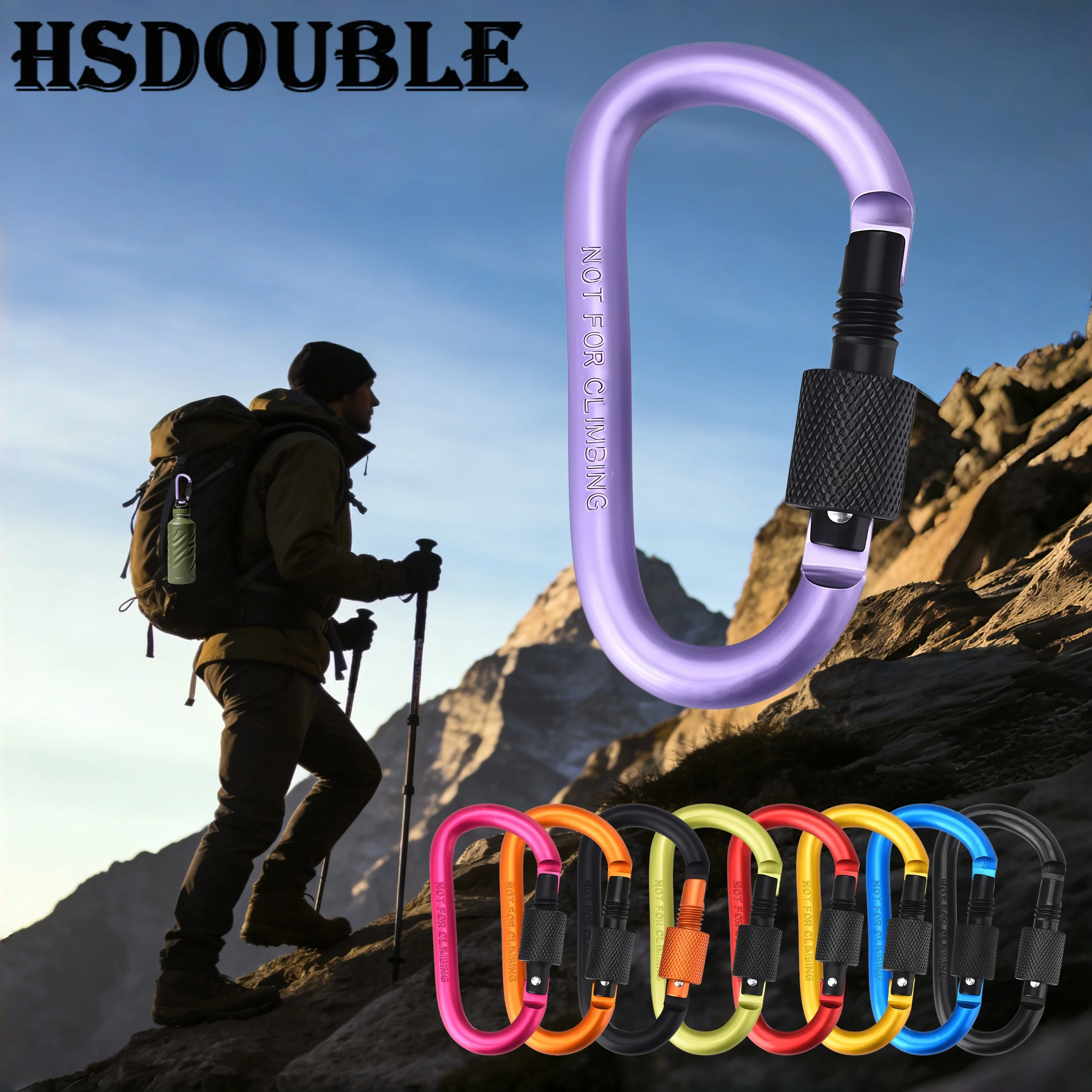 

1-10 Pcs Aluminum Alloy D-Ring Carabiner Clip Keychain Snap Lock Buckle Hook for Outdoor Camping Hiking Fishing Travel Gear
