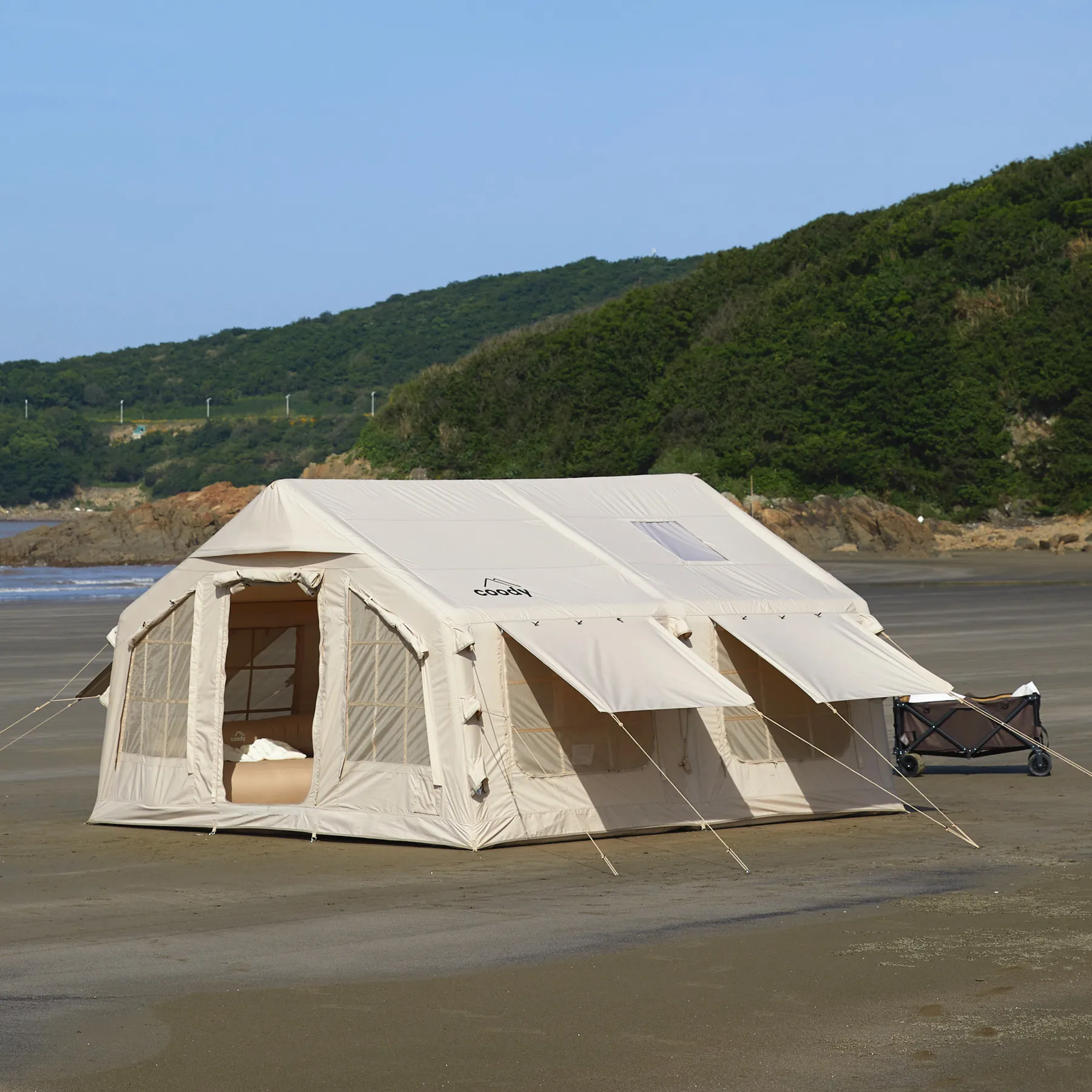 

Надувная палатка для кемпинга, уличная, люкс, всесезонная, водонепроницаемая, из ткани Оксфорд, ветроустойчивая, 12 м