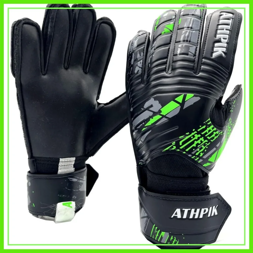 

Goalie Gloves with Fingersaves, Strong Grip, Protection, for Training & Match, Adult Youth