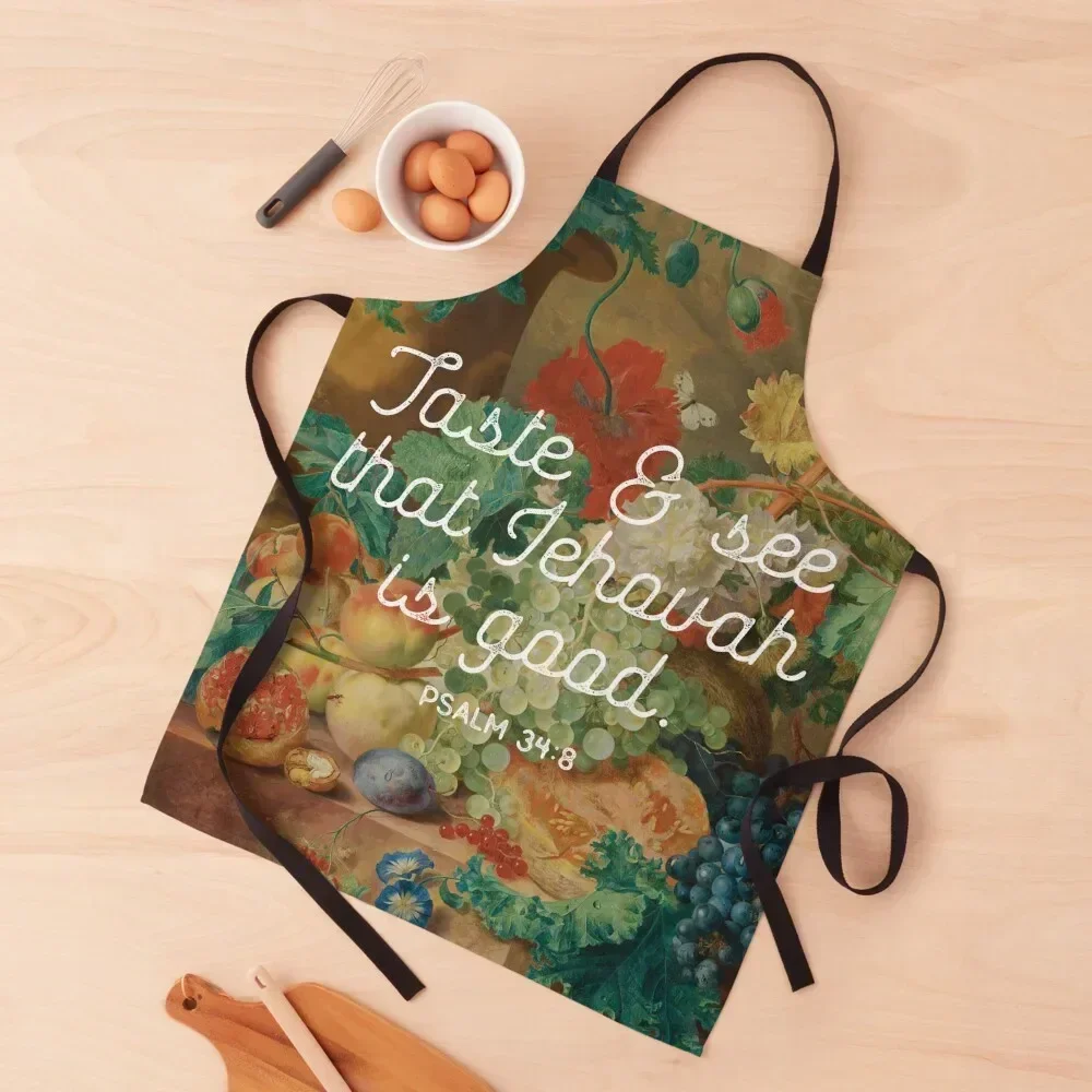 

PSALM 34:8 Apron Home And Kitchen Kitchen New 2022 Year Waiter Uniforms Christmas gift Apron