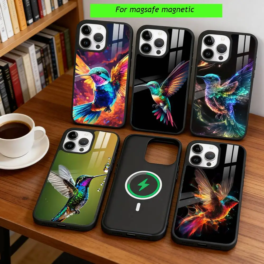 

colorful hummingbird Phone Case For iPhone17,16,15,14,13,12,11 Plus,Pro Magnetic with Magsafe Wireless Charging