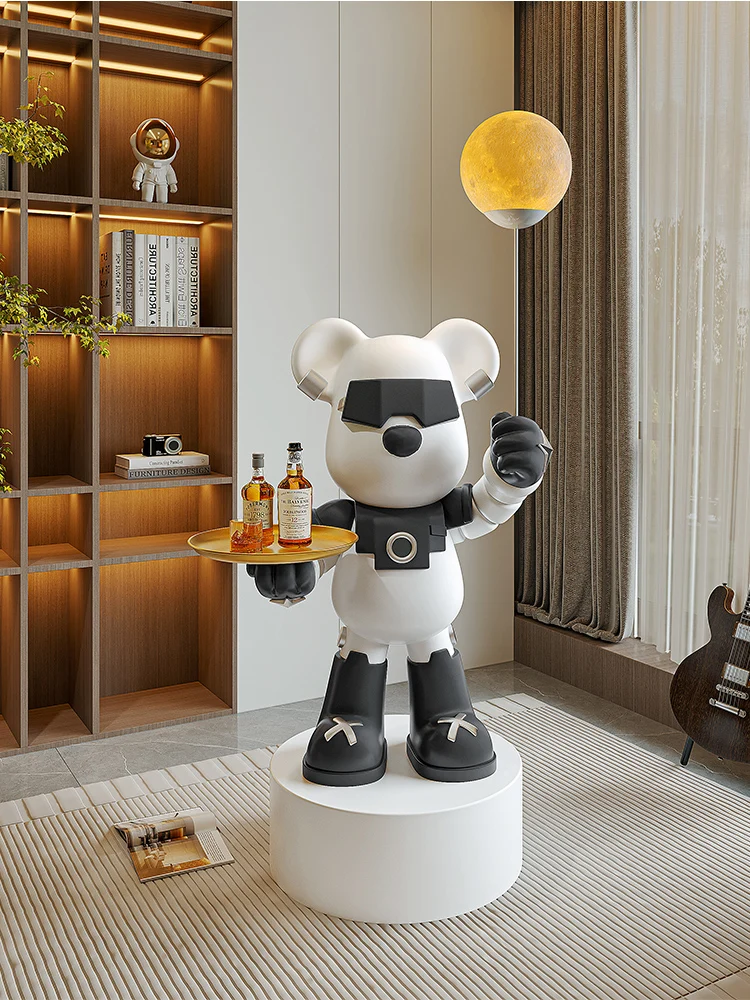 Bear Sculpture for Living Room Decoration, Large Floor Statue, Luxury Sunglasses, TV Cabinet, Sofa Side Light Tray, Customized