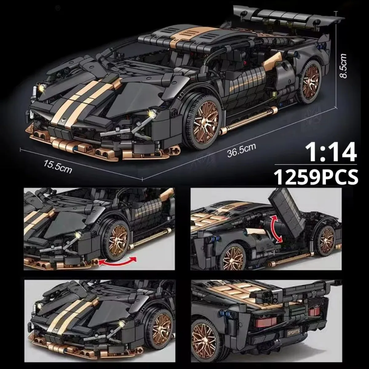 Technische Super Racing Model Bricks Raceauto 1280PCS Model Bouwstenen Stad Mechanisch Snelheidsvoertuig Kind Volwassen Jongens Geschenken
