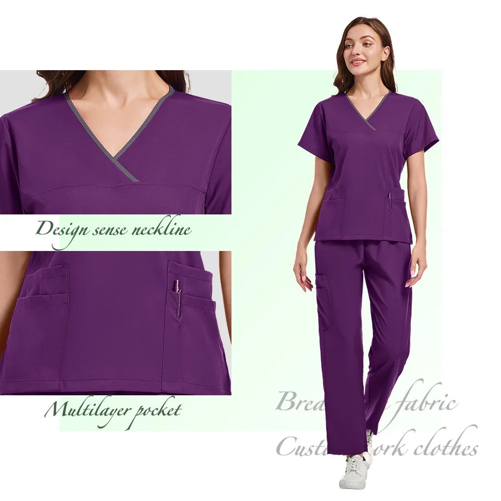 Doctor Suits High Quality Uniforme Medical Nurse Uniform Scrub Set Women and Men's Modern V-Neck Top and Pant Hospital Workwear