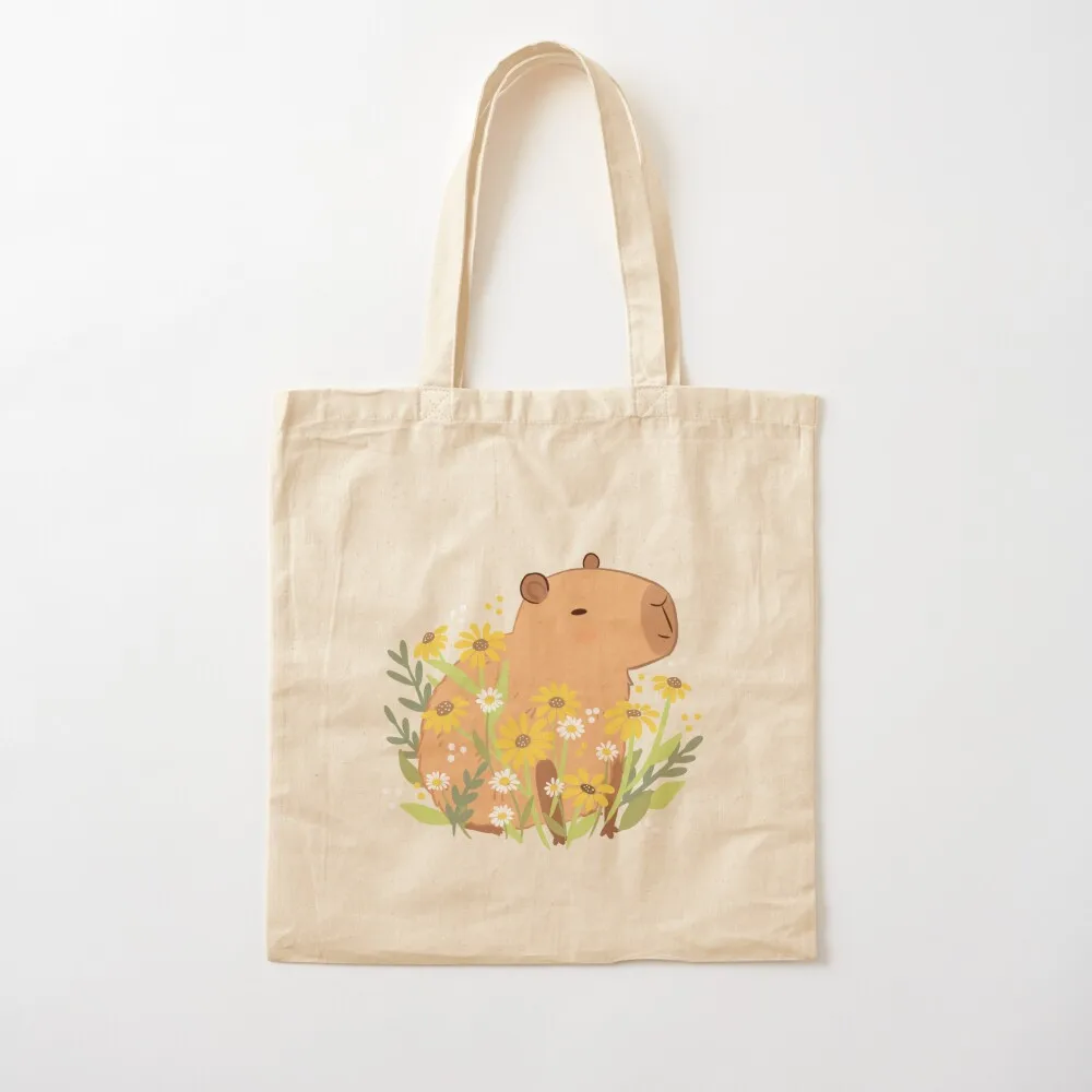

Capybara with daisy flowers Tote Bag