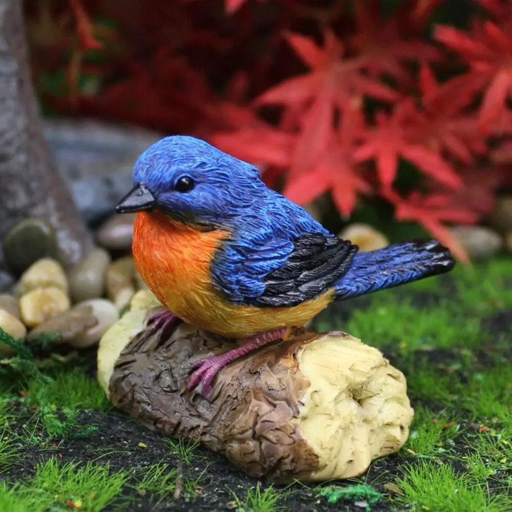 3/4pcs Garden Decor Resin Birds Statue Creative Waterproof Animal Sculpture Cute Colorful Miniatures Figurine Desk