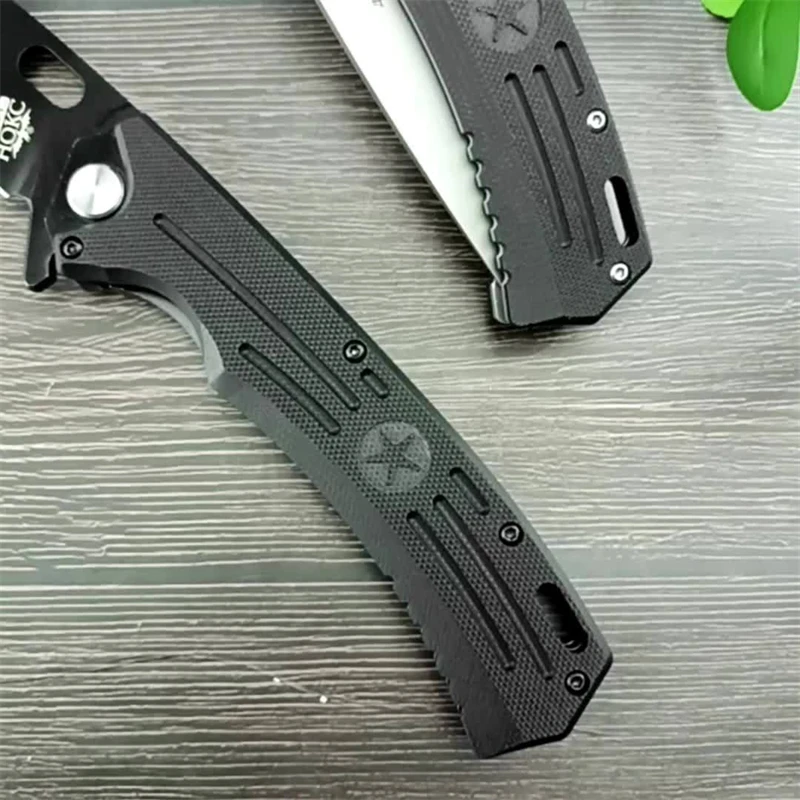 HOKC five-star pattern, outdoor hunting and camping D2 blade fishing survival self-defense G10 handle EDC folding knife