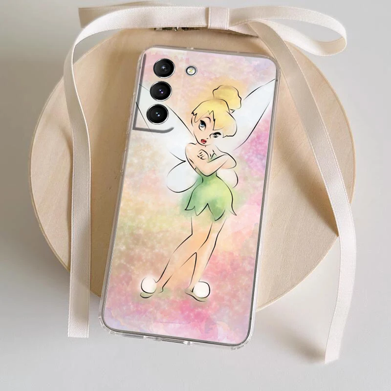 Disney Tinker Bell Transparent Phone Case For Samsung S23 S22 S21 S20 FE Ultra Pro Lite S10 S10E S9 S8 Plus 5G Cover