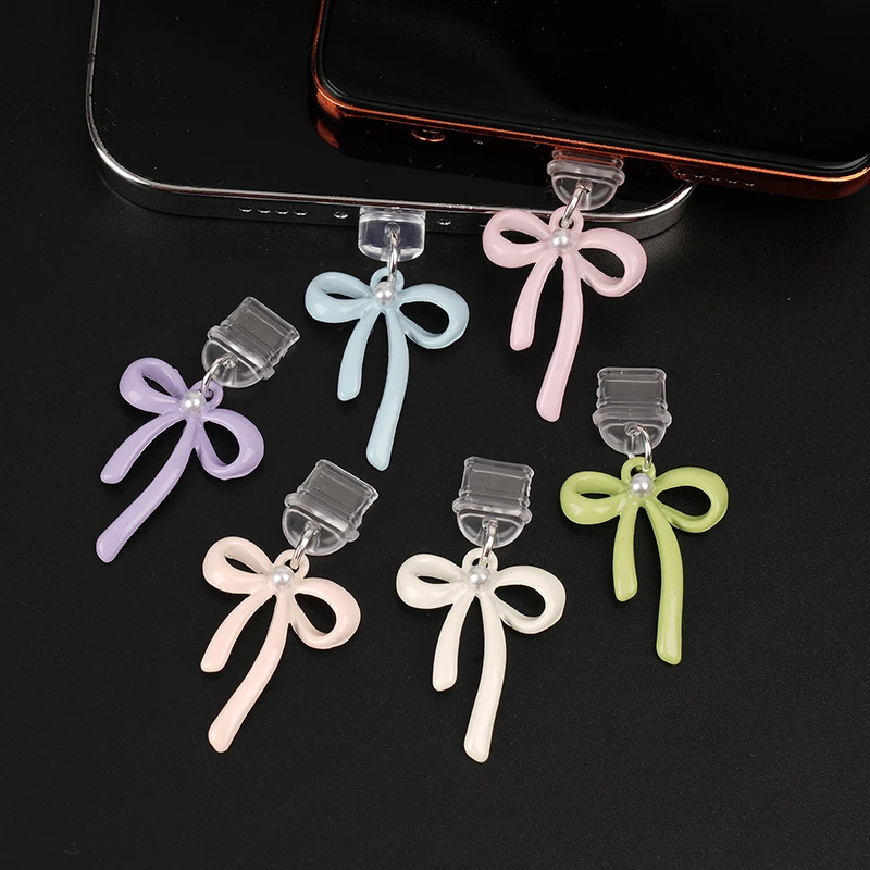 

Подвеска с пылезащитной заглушкой для телефона Type-c, модный милый бант, пылезащитная заглушка для мобильного телефона, защита порта зарядки, пылезащитная крышка