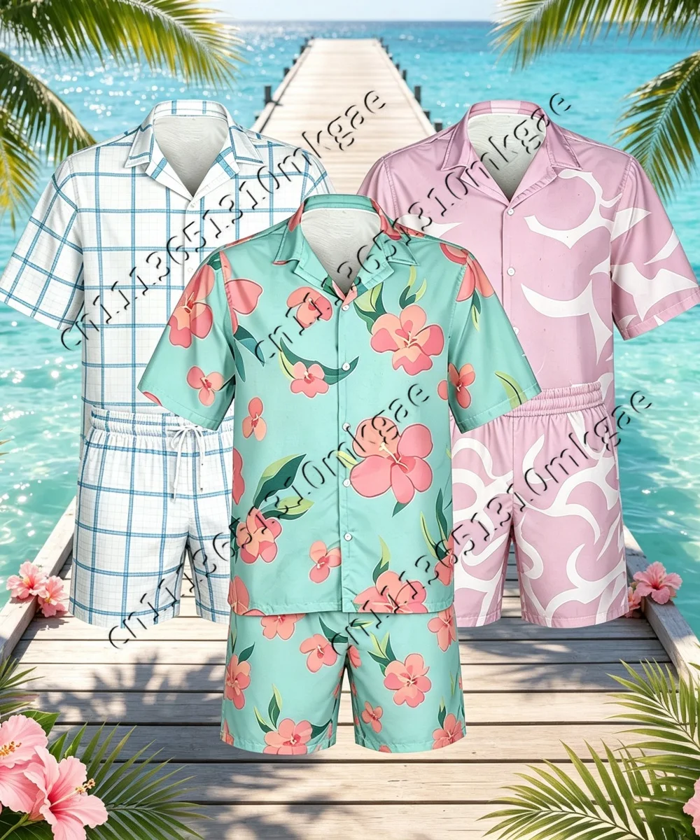 2026 Hawaiian Shirt Hunter Inspired Hawaiian Set Youth Shirt Kids Cosplay Shirt Short Jinu Costume Shirt Men's Shirt Woman Shirt