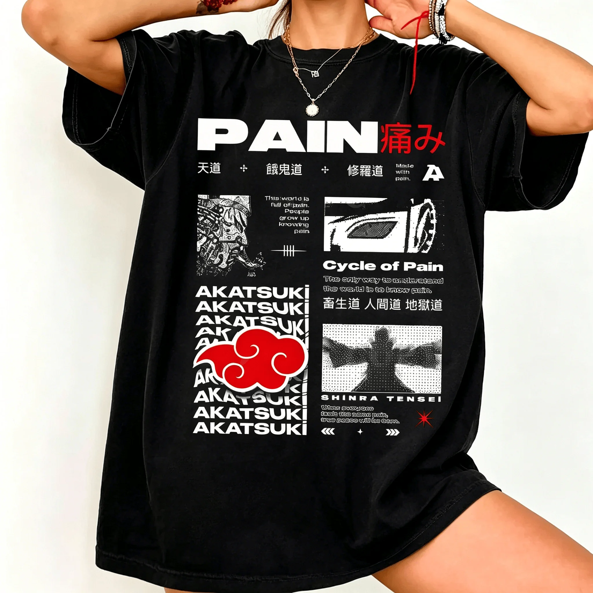 Naruto Anime Shirt im Retro Japanischen Manga-Stil - Akatsuki T-Shirt 2026 Sommer Herren Damen Mode Übergroßes Baumwoll-Print-T-Shirt