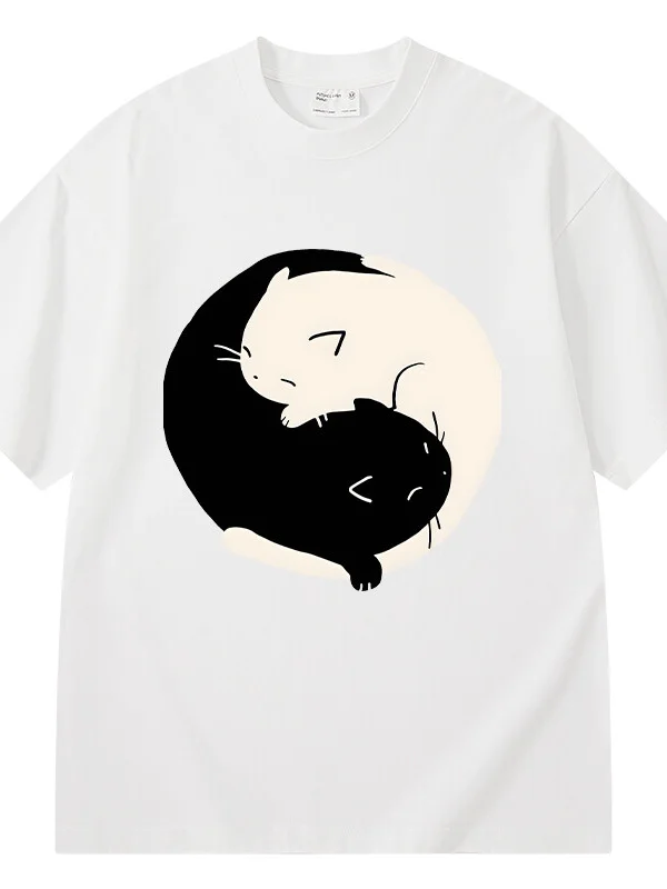 Camiseta Taoist Tai Chi Fun Pet Culture, camiseta de algodón puro, camiseta holgada de manga corta con hombros descubiert...