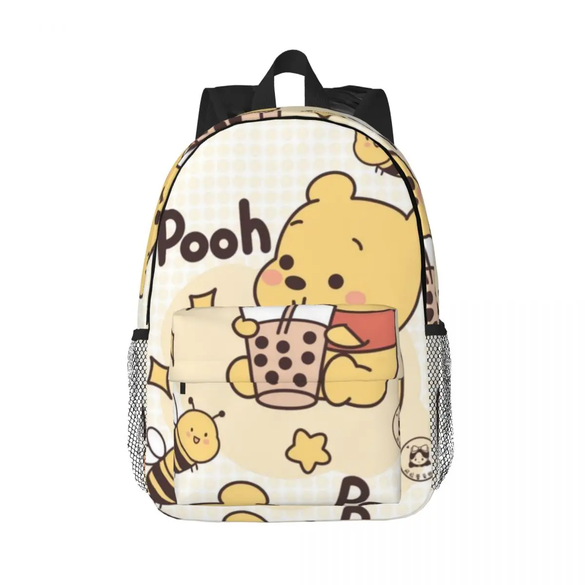 Urso Pooh Mochila Faculdade Impermeável, Alta Capacidade, Trendy Laptop Bag, Travel Book Bag, Nova Moda, 15"