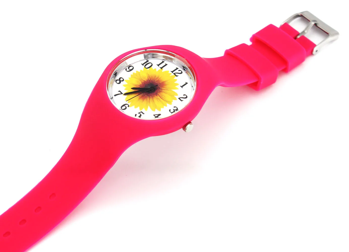 عباد الشمس زهرة الشمس نمط أزياء النساء الرجال الرياضة لينة سيليكون حزام كوارتز ساعة اليد
