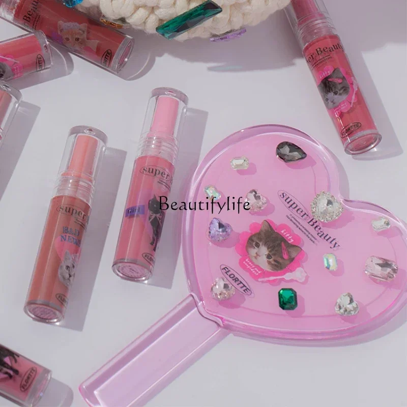 

Portable Stick-on Crystals Makeup, Love Hand-Hold Mirror, Handheld Mirror