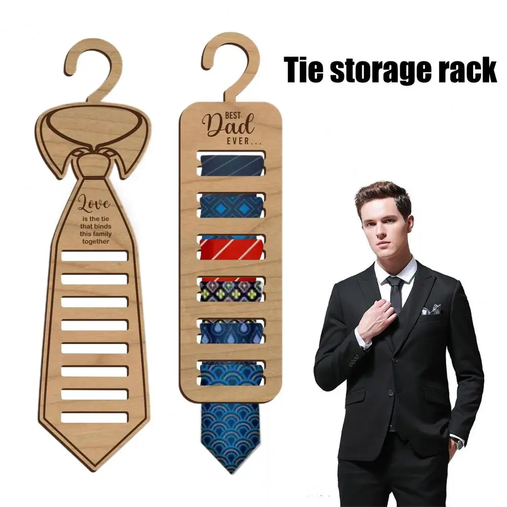 

Tie Organizer with Hanging Hook Wooden Multi Layers Thick Necktie Hanger Belt Holder Fathers Day Gift Scarves Organization Rack