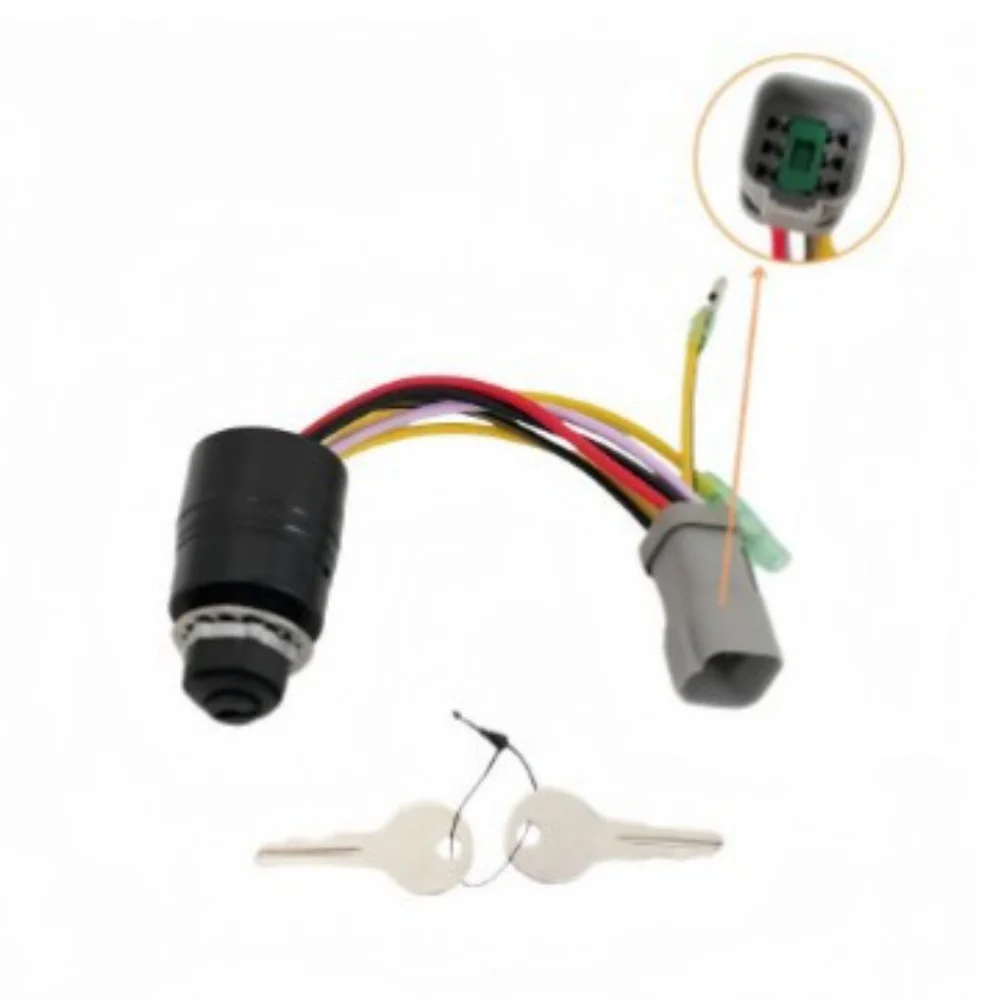 129572 Ignition Switch With 2 Keys 3 Position 6 Wire Connector For Boats Marine Personal Watercraft Starting System Replacement