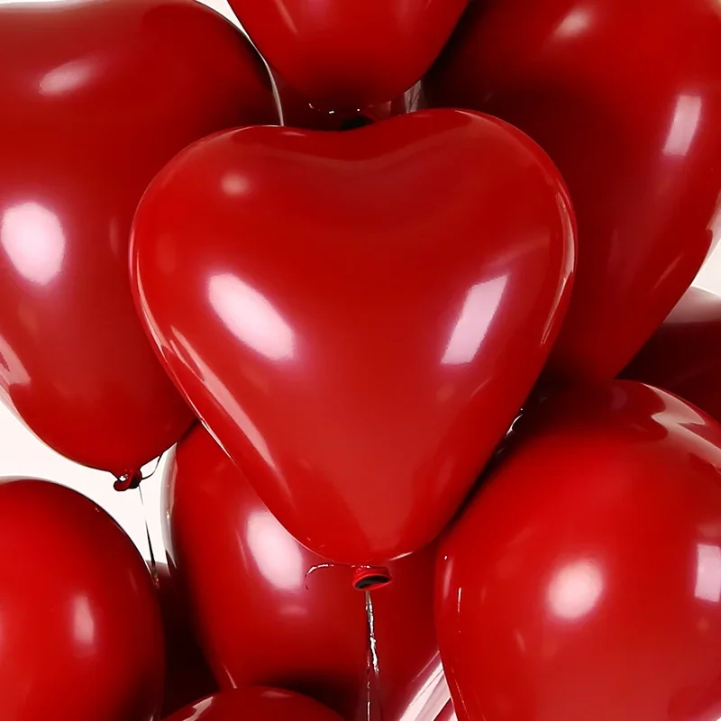 Wholesale Latex Red Heart Balloons Inflatable Love Shaped Balloon for Couple Valentine\'s Day Wedding Party Decoration Supplies