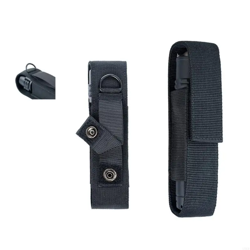 Lightweight Flashlight with Elastic Band, Retaining Flap, and Snap-Fastened Attachment for Belt or Backpack Carry