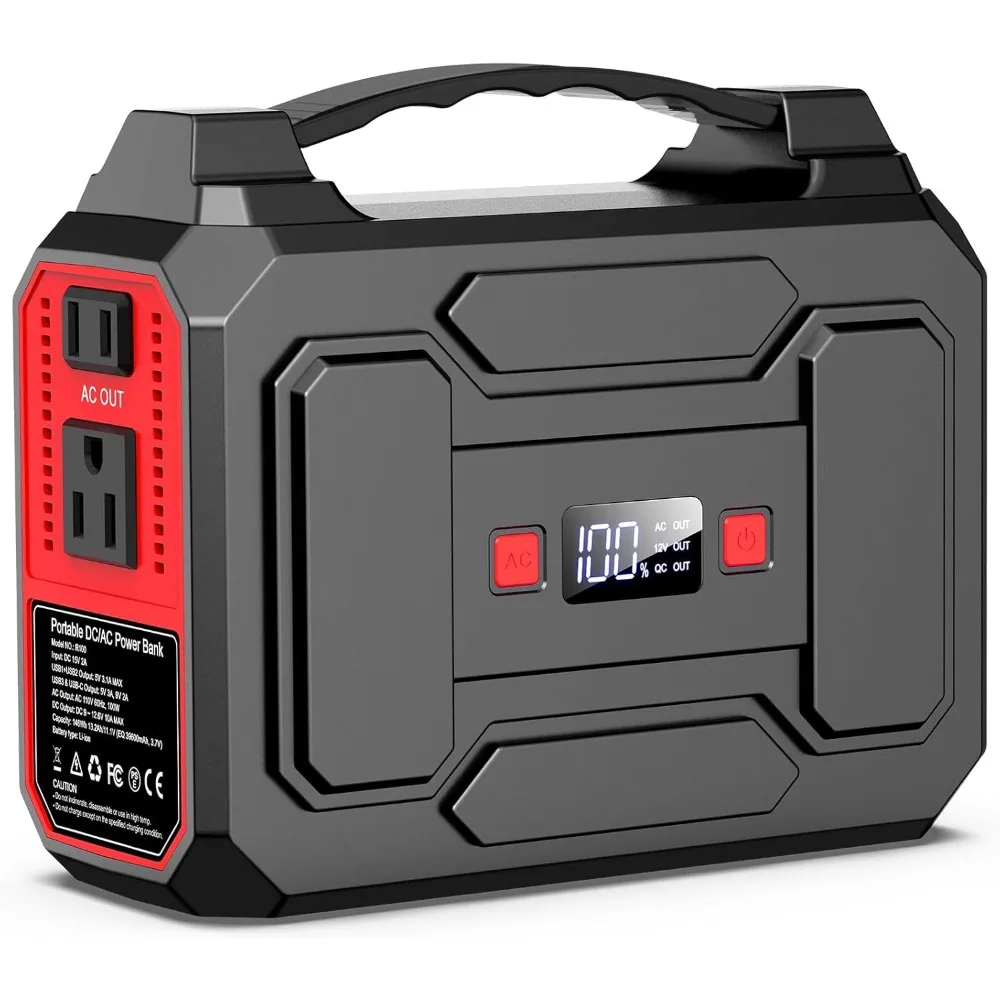 بنك طاقة شمسية محمول بقدرة 200 وات مع مخرج 100 وات، ومخرج تيار متردد 110 فولت، وسعة 39600 مللي أمبير في الساعة، ومنفذ USB 3.0 للشحن السريع