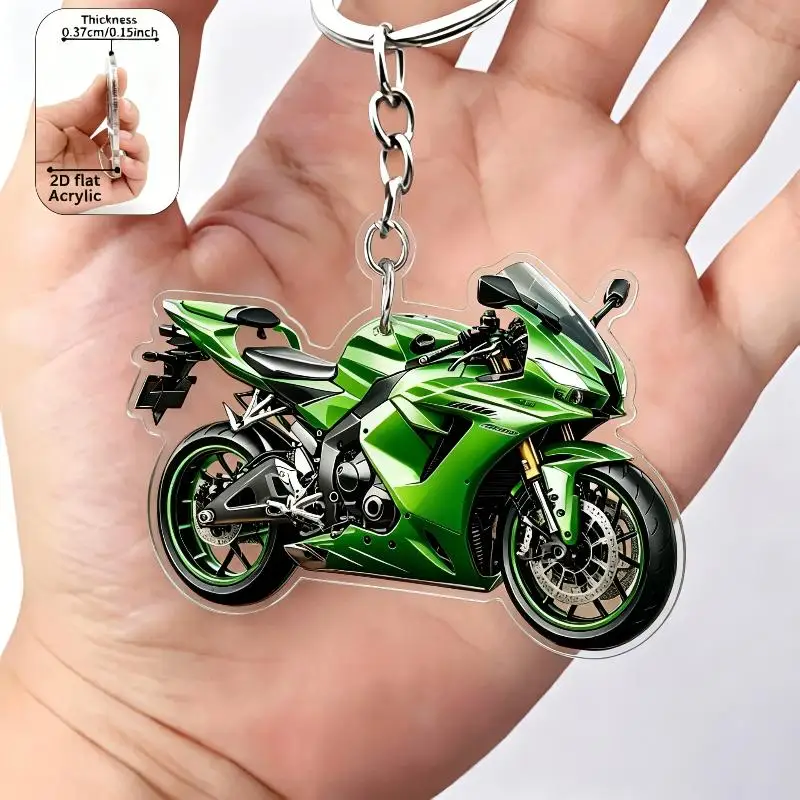 Acryl-Motorrad-Schlüsselanhänger, realistisches 2D-Flachdesign für Enthusiasten, Taschen- und Schlüsseldekoration – Detail 3