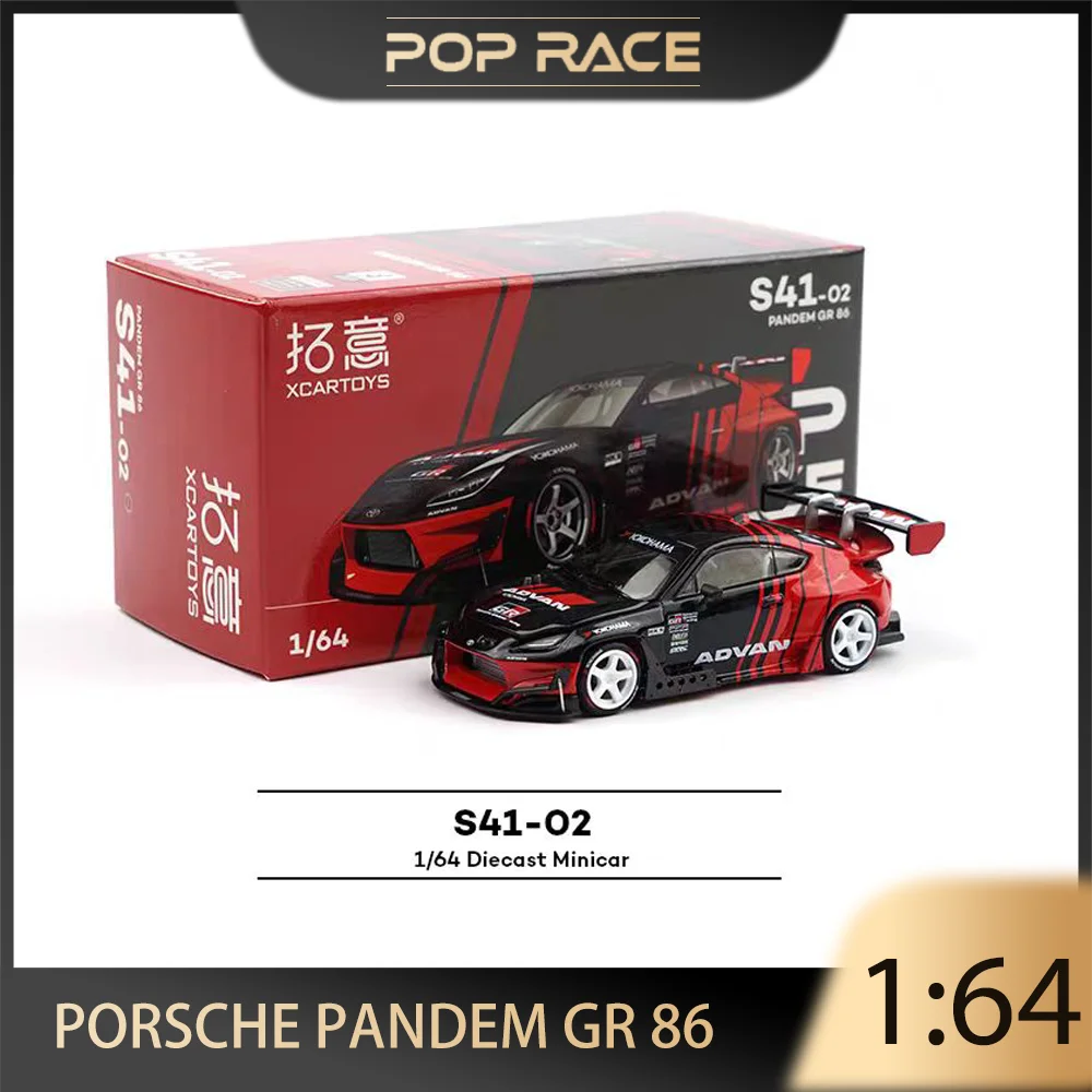 

POP RACE 1/64 S41-02 Toyota PANDEM GR86 ADVAN Alloy Premium Diecast Vehicle Model Toys Collectible Display Piece