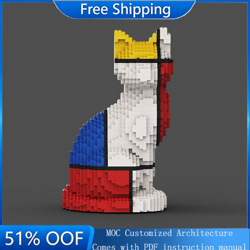 3085 Parts MOC Animal Sculpture Series Colorful Cats Model Building Block Brick Creative Assembly Educational Toy Birthday Gifts
