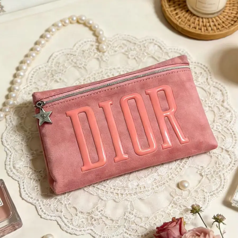 Dior Dior’s Bag Luxury Pink Makeup Organizer Pouch Large Capacity With Star Metal Zipper Charm Portable Travel Cosmetic Wash Bag - view 3