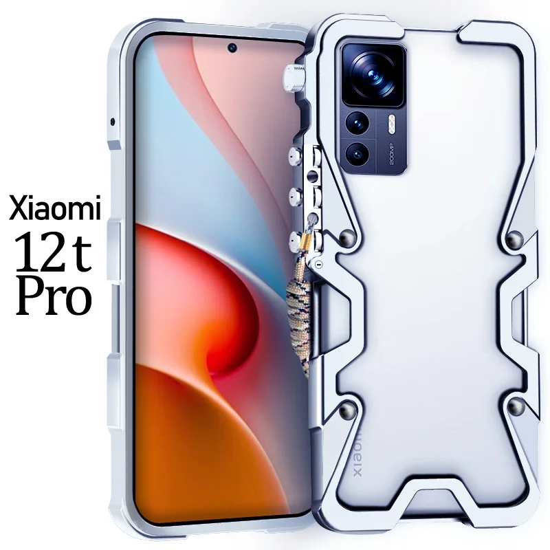 Luxury Armor Metal Aluminum Phone Cases Bumper For Xiaomi MI 12 12s 12t Pro Lite Cover Mechanical Purely Handmade Skull Case