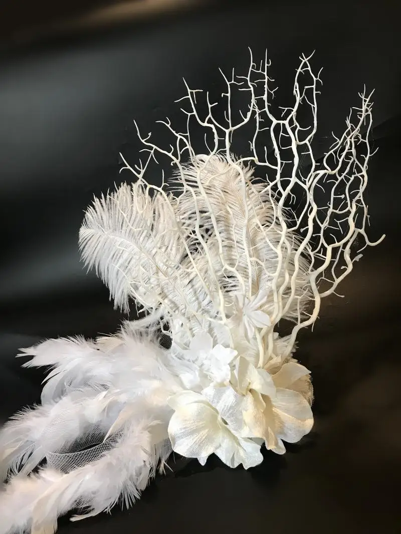 Branches Feather Exagerate Stage Show Hair Headdress Photography Hair Accessories